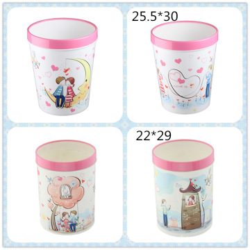 Korean Style Cartoon Printing Plastic Waste Bin (FF-5209)